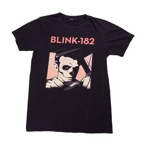 Blink-182 Graphic T-Shirt Mens Small Black Good Pop Punk Band Tee Skeleton